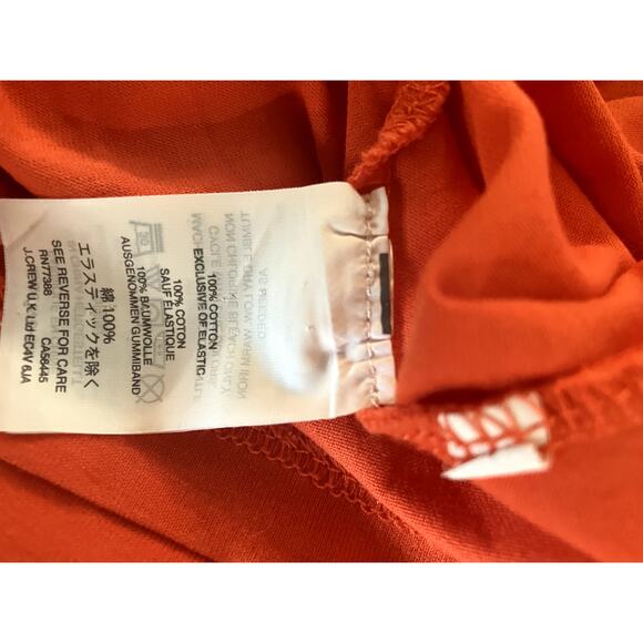 J. CREW Smocked Square Neck Top 100% Cotton Bright Orange Flutter Sleeve Size XS - Picture 2 of 3